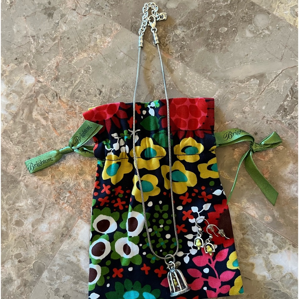 Brighton Listen to the song of your heart yellow birdcage necklace earrings